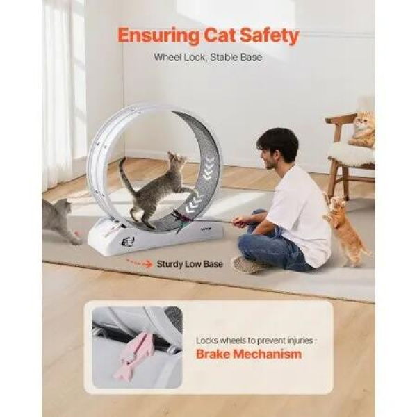 Cat Exercise Wheel 31.5 in Large Indoor Cat Running Wheel Treadmill White