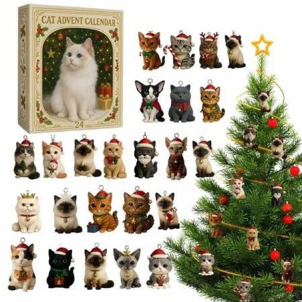 Cat Lovers Calendar Advent 2025 urrfect Christmas 24 Day Cat Ornaments Christmas Countdown Calendars Novel Christmas Countdown Calendar
