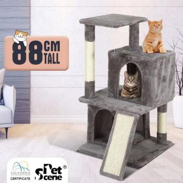 Cat Scratching Tree Post Sisal Climbing Pole Condo Playhouse Center Home Gym Ramp Perch 4 Levels