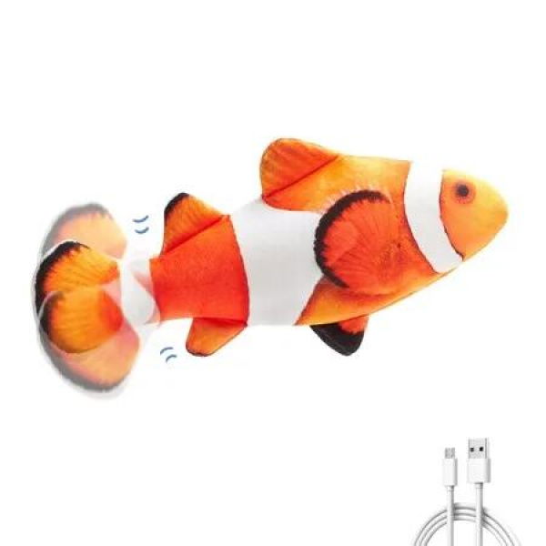 Cat Toys Flopping Fish with SilverVine and Catnip,Moving Cat Kicker,Floppy Wiggle Fish,Interactive Motion Kitten Exercise Toys (Clownfish)