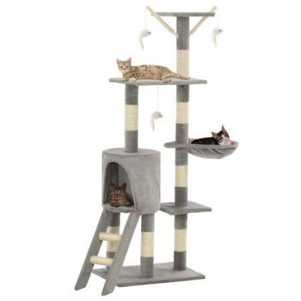 Cat Tree With Sisal Scratching Posts 138 Cm Grey