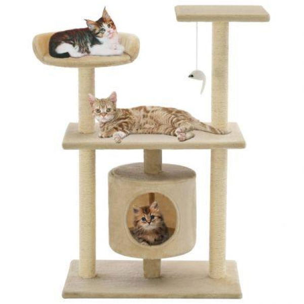 Cat Tree With Sisal Scratching Posts 95 Cm Beige