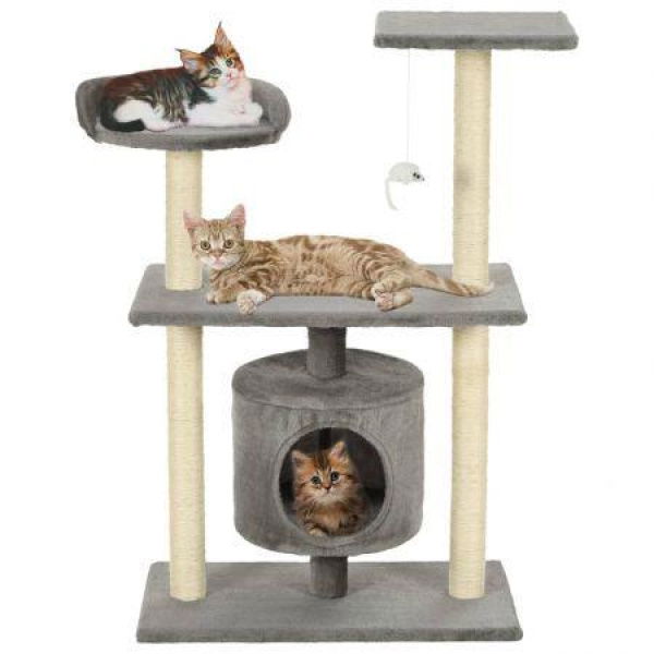 Cat Tree With Sisal Scratching Posts 95 Cm Grey