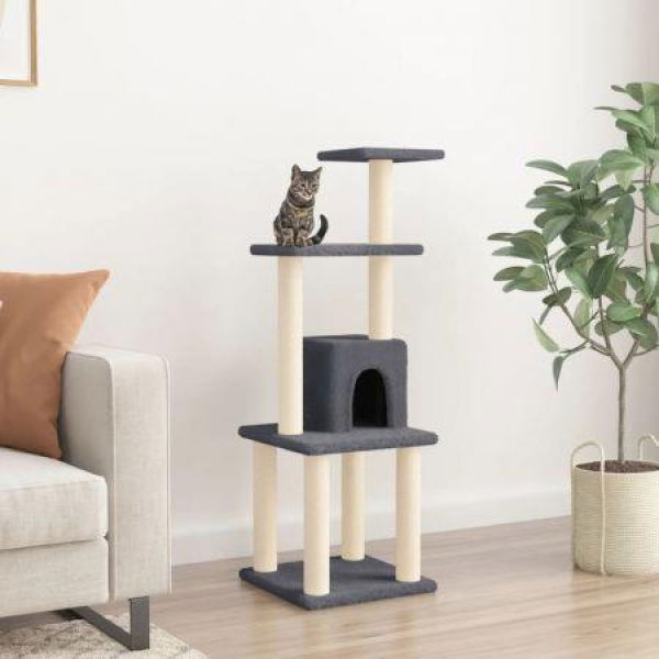 Cat Tree with Sisal Scratching Posts Dark Grey 105 cm