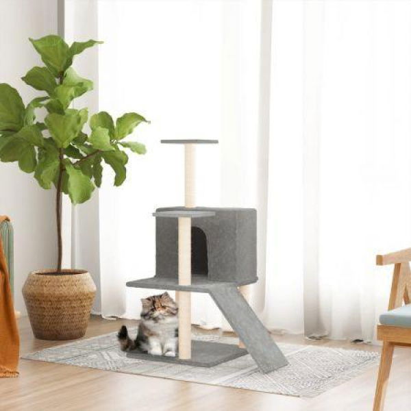 Cat Tree With Sisal Scratching Posts Light Grey 109 Cm