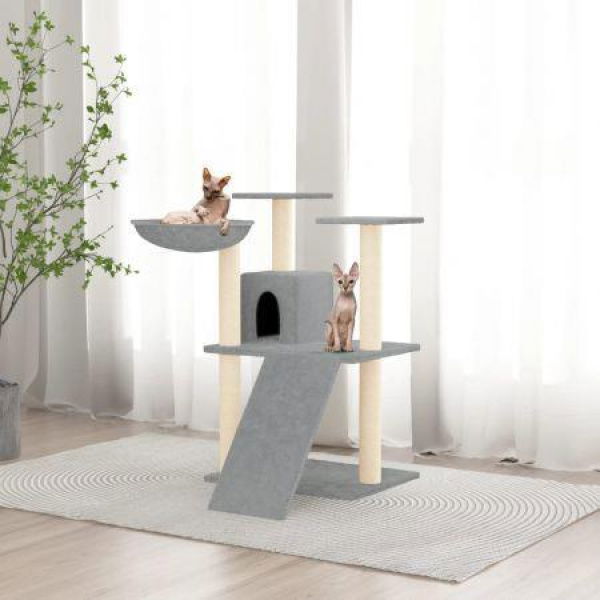 Cat Tree With Sisal Scratching Posts Light Grey 83 Cm