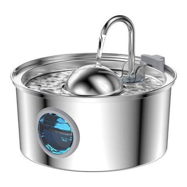 Cat Water Fountain,3.2L Stainless Steel Water Fountain For Cats,Transparent Window,Tap Shape,Multi-Filtration,Available For Small And Medium Pet