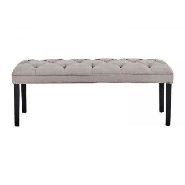 Cate Button-Tufted Upholstered Bench By Sarantino - Light Grey