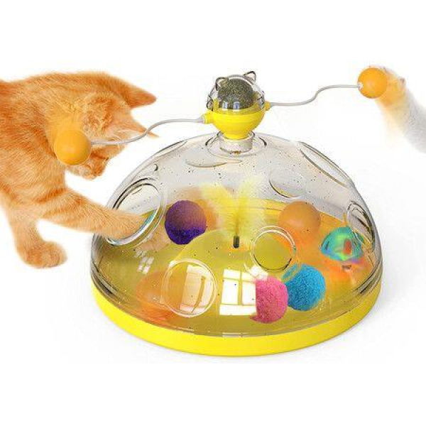 Cats Treasure Chest Cat Toy Kitty Toys with Kitten Track Ball(Blue)