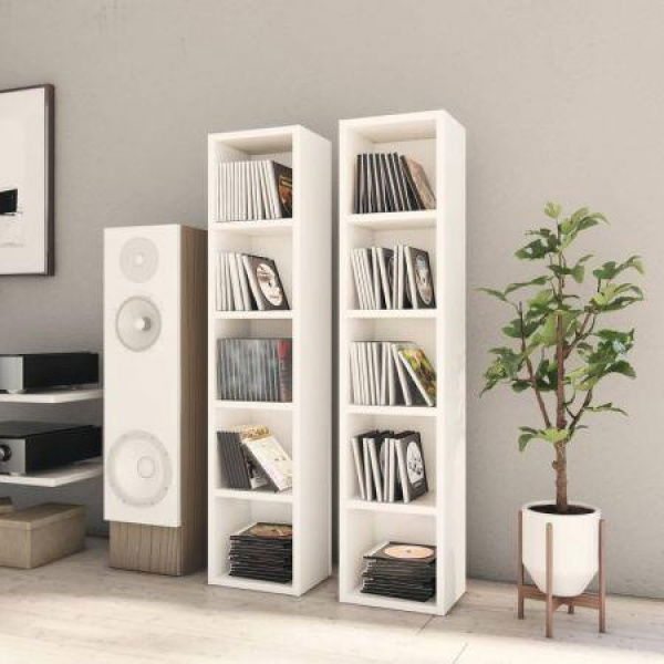 CD Cabinets 2 Pcs White 21x16x93.5 Cm Chipboard.