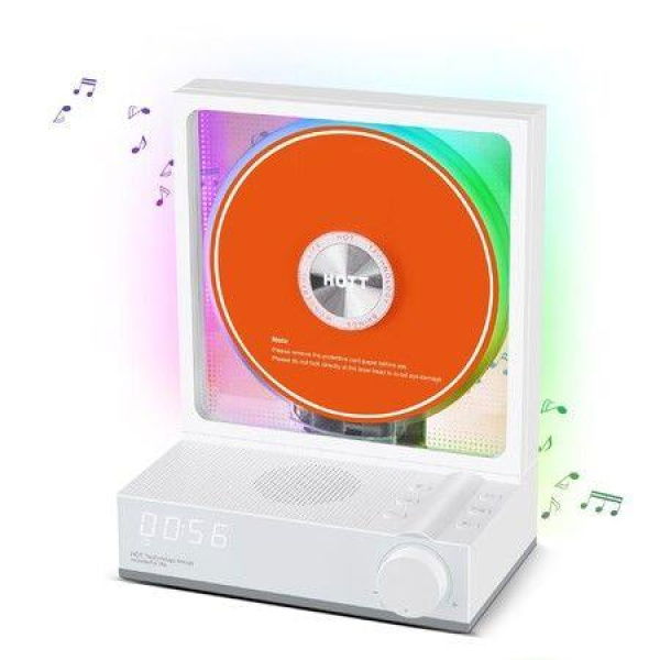 CD Player Portable Bluetooth 5.3 Desktop CD Player with Lights,Portable CD Player with HiFi Speakers,Boombox Player Support TF Card,LED Screen Music Player