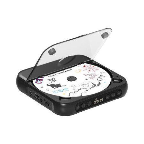 CD Player Portable with Dual Stereo Speakers,Rechargeable Portable CD Player with Bluetooth for Home with Headphones,Support CD/AUX/USB,Black