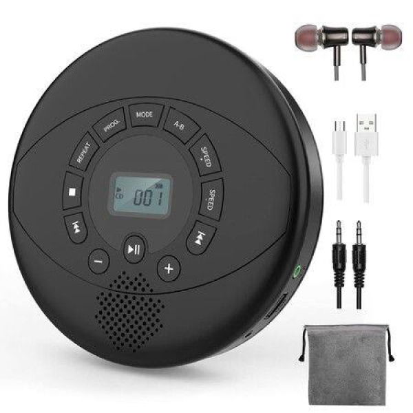 CD Player Portable,Discman Rechargeable,Walkman CD Player with Speaker,Portable CD Player with Headphones,CD-R,MP3 USB Playable,Anti Skip CD Playing for Car