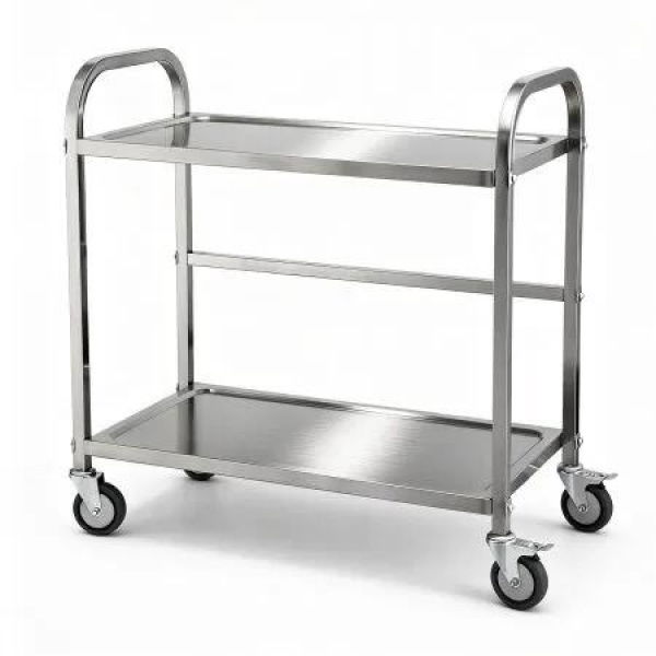 Cefito 2-Tier Stainless Steel Kitchen Trolley with Wheels 84x56x98cm