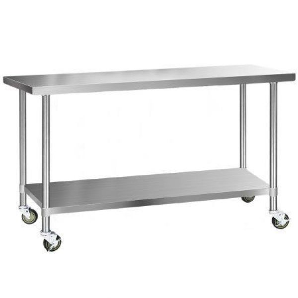 Cefito 430 Stainless Steel Kitchen Benches Work Bench Food Prep Table With Wheels 1829MM X 610MM