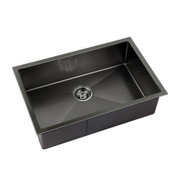 Cefito 70cm X 45cm Stainless Steel Kitchen Sink Under/Top/Flush Mount Black