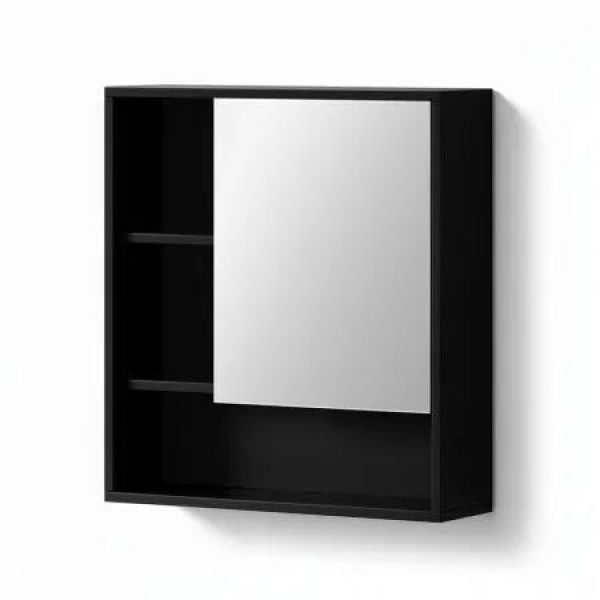 Cefito Bathroom Mirror Cabinet Mirrored Medicine Adjustable Shelf Wall Mounted 560mm Black