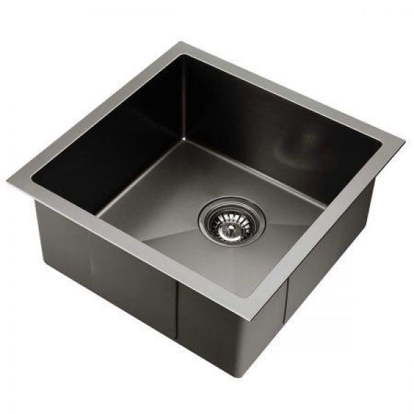 Cefito Kitchen Sink 44X44CM Stainless Steel Basin Single Bowl Black