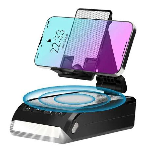 Cell Phone Stand with Wireless Bluetooth Speaker,LED Light, Anti-slip Design Phone Holder Cool Tech Gadgets