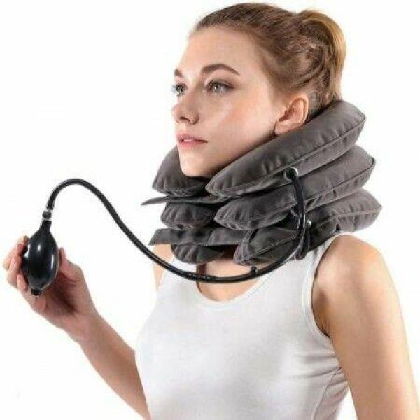 Cervical Neck Traction Device For Instant Neck Pain Relief - Inflatable & Adjustable Neck Stretcher Neck Support Brace Best Neck Traction Pillow.