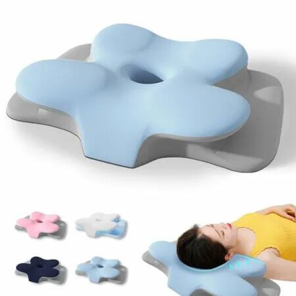 Cervical Pillow for Neck and Shoulder, Ergonomic Contour Memory Foam Pillows for Sleeping with Washable Pillowcase, Cooling Neck Support Pillow Blue