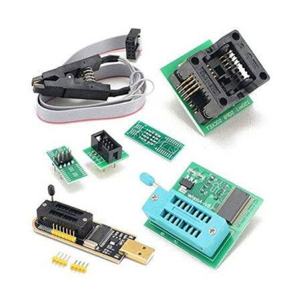 CH341B 24 25 Series EEPROM Flash BIOS USB Programmer+SOIC8 SOP8 Test Clip+SPI Flash 1.8V Adapter+SOP8 SOIC8 to DIP8 Adapter Socket Converter