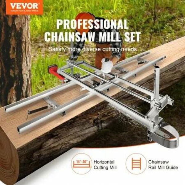 Chainsaw Mill 14'-36' Guide Bar and 9 ft Aluminum Rail Mill Guide System