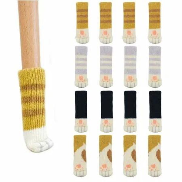 Chair Socks Table Desk Leg Pads Furniture Floor Protector 16Pcs Creative Foot Covers Fancy Cat Paw Design
