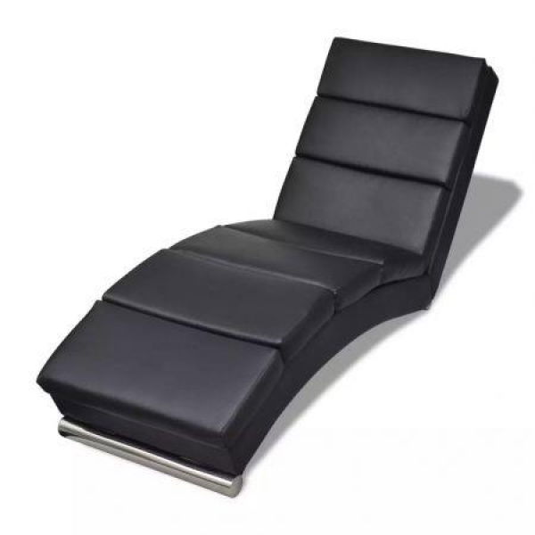 Chaise Lounge Artificial Leather Black