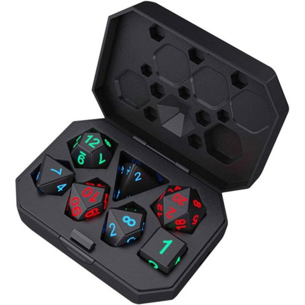 Charging Luminous Dice 7 PCS RPG Dice Set LED Rechargeable Polyhedral Dice With Charging Box For Board Game Party