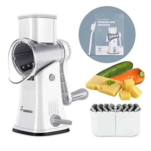 Cheese Grater Rotary Vegetable Slicer 5In1 Manual Mandoline Shredder Multifunctional Home Kitchen Nuts Grinder Durable