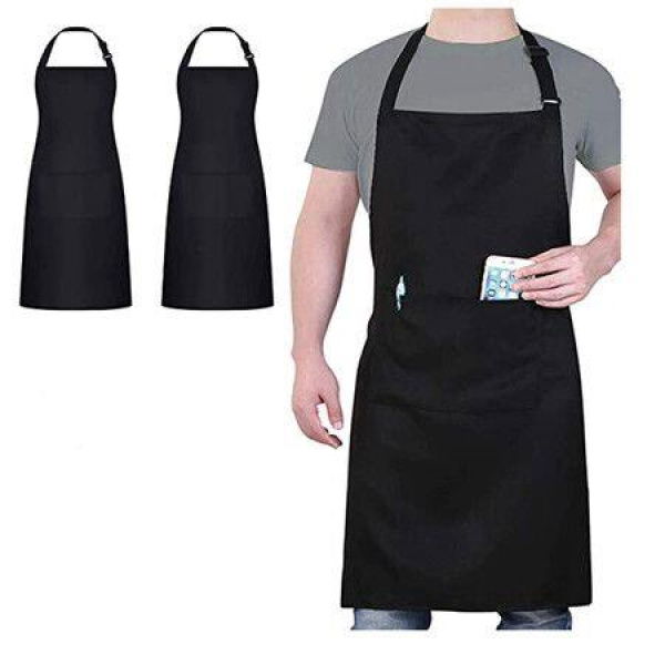 Chef Apron Waterproof Apron Adjustable Apron With 2 Pockets For Men Women Apron For Cooking Baking Restaurant (2 Pack)