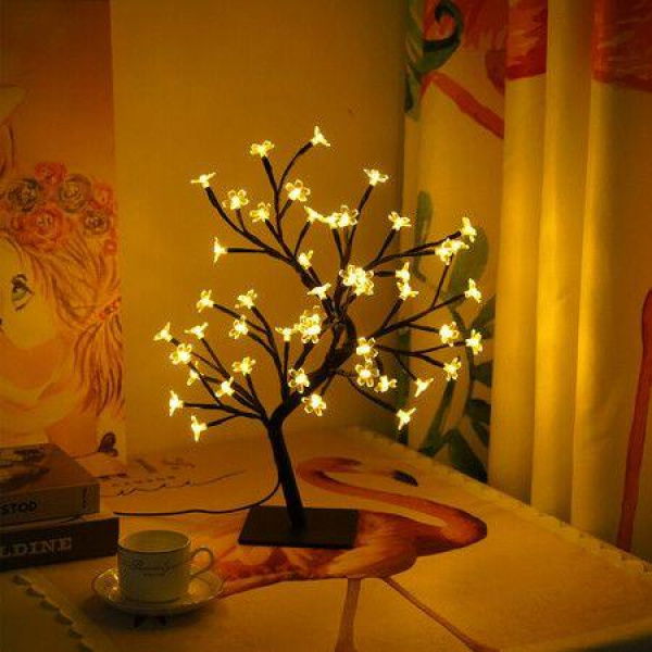 Cherry Blossom Tree 48 Warm White Lights Lighted Bonsai Tree For Home Bedroom Wedding Office Tabletop Tree Indoor Night Light