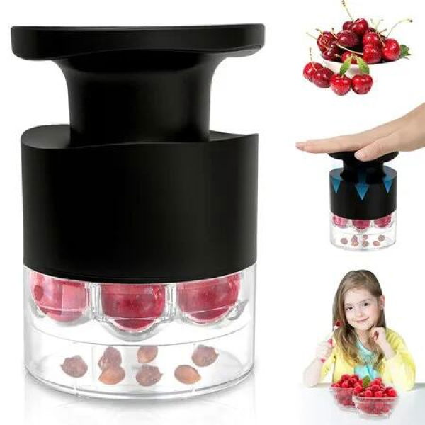Cherry Pitter Multiple, Quick Release Multi Cherries Stoner Pitter 7 in 1, Pit Seed Remover for Making Jam Cherry Dishes, Black