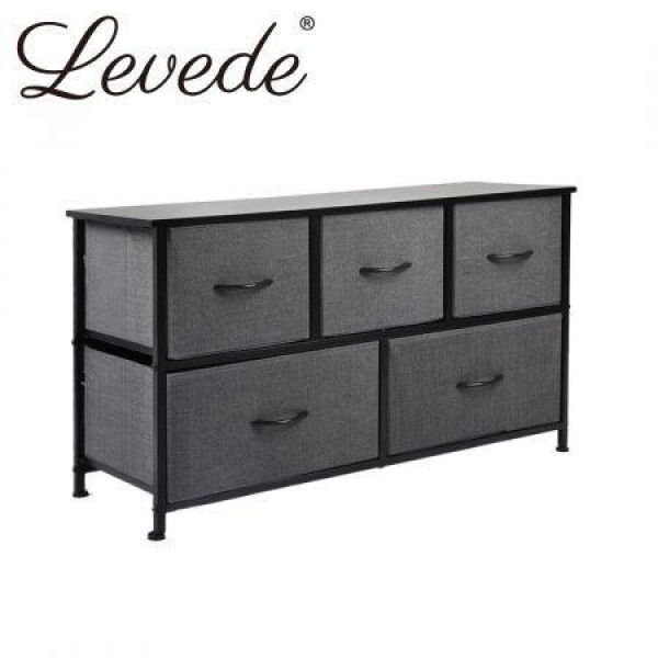 Chest of 5 Drawers Storage Cabinet Dark Grey