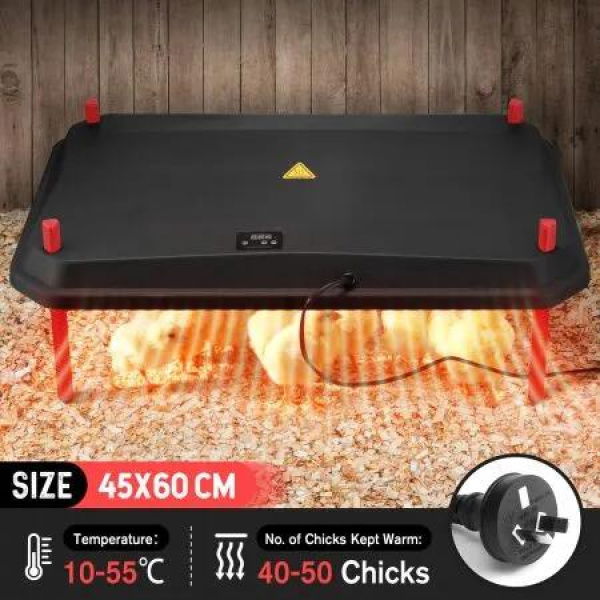 Chick Brooder Heating Plate Chicken Coop Heater Chook Brooding Poultry Duck Warmer Adjustable for 40 to 50 Chicks 45x60cm