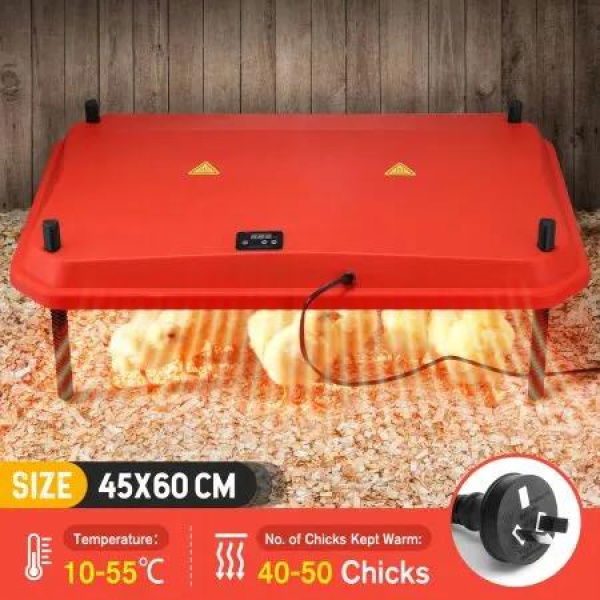 Chick Brooder Heating Plate Warmer Chicken Coop Brooding Heater Poultry Duckling Chook 45x60cm 40-50 Chicks Adjustable Height