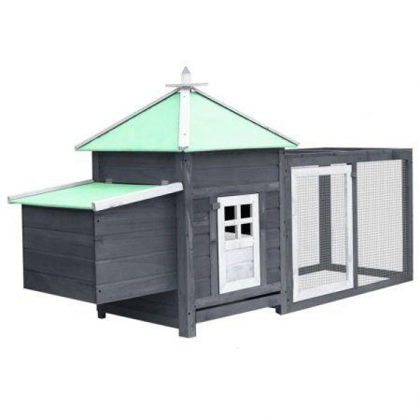 Chicken Coop With Nest Box Grey 190x72x102 Cm Solid Firwood