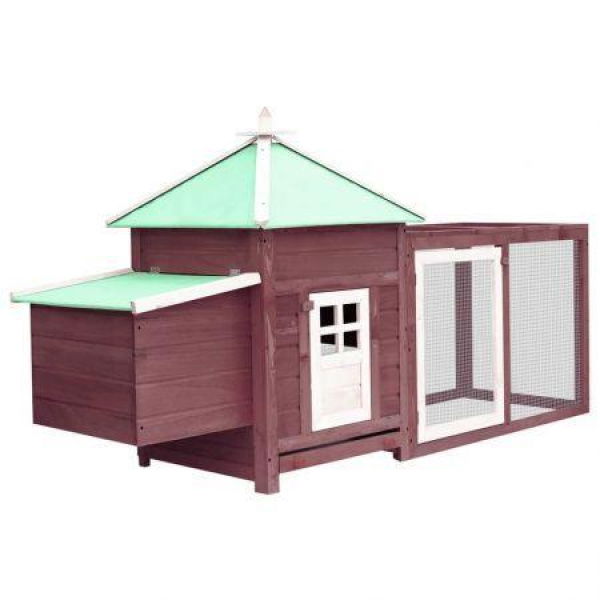 Chicken Coop With Nest Box Mocha 190x72x102 Cm Solid Firwood