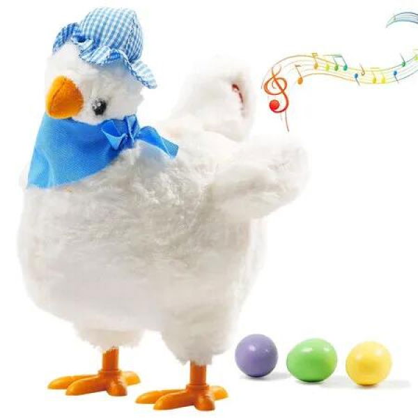 Chicken Laying Egg Toys Electric Plush Crazy Toy Dancing with Sound Music Animals Toy Easter Toys White