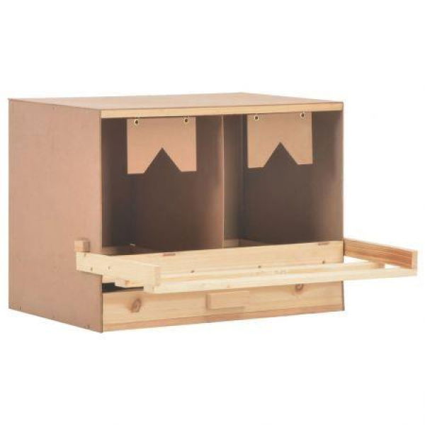 Chicken Laying Nest 2 Compartments 63x40x45 Cm Solid Pine Wood