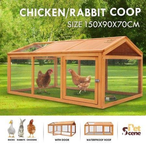 Chicken Run Coop Chook Cage Pen Shelter Wood House Rabbit Hutch Bunny Pet Bird Enclosure Outdoor