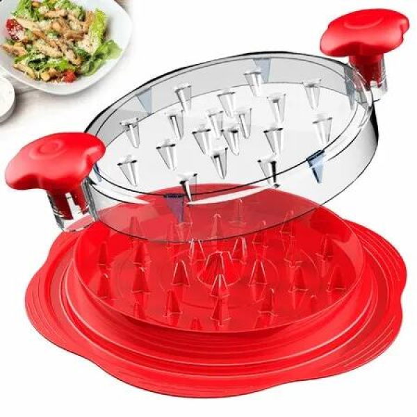 Chicken Shredder Large Chicken Breast Shredder Tool Twist,Visible Meat Shredder Machine,Anti-Slip Strip,Ergonomic Handle (Red)