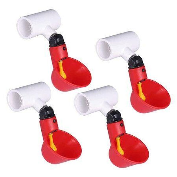 Chicken Water Cups 4-Pack PVC Chicken Waterer Fittings Automatic Chicken Waterer For Chicken Ducks Quail
