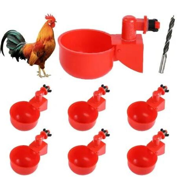 Chicken Water Feeder Cups 6Pcs Automatic Poultry Waterer Drinker Kit Chicks Duck Goose Turkey Bunny Drinking Farming Accessory