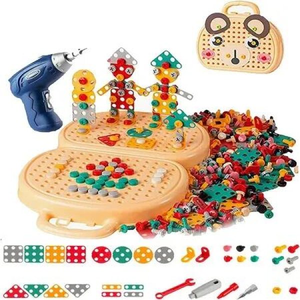 Children Electric Drill Toolbox Driller Games Tool Toy for Boys Girls Montessori Screw Puzzle Kid Pretend Play Toys Gift