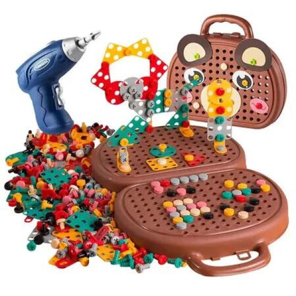 Children Electric Drill Toolbox Driller Games Tool Toy for Boys Girls Montessori Screw Puzzle Kid Pretend Play Toys Gift