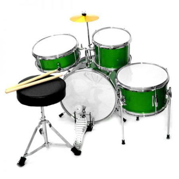 Childrens 4pc Diamond Drum Kit Set - Green