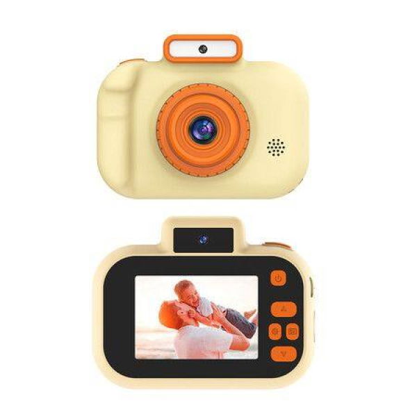 Childrens Camera High-definition 4000W Front Rear Dual-camera 2 Inch 1080P HD IPS Screen Digital Kids Camera Photography Toys Color Yellow