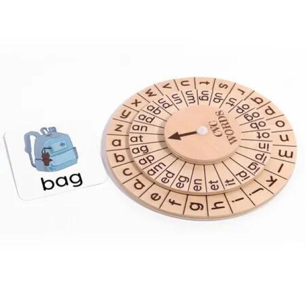 Childrens English Word Game Natural Spelling Turntable Vowel Letter Recognition Montessori Learning Toy